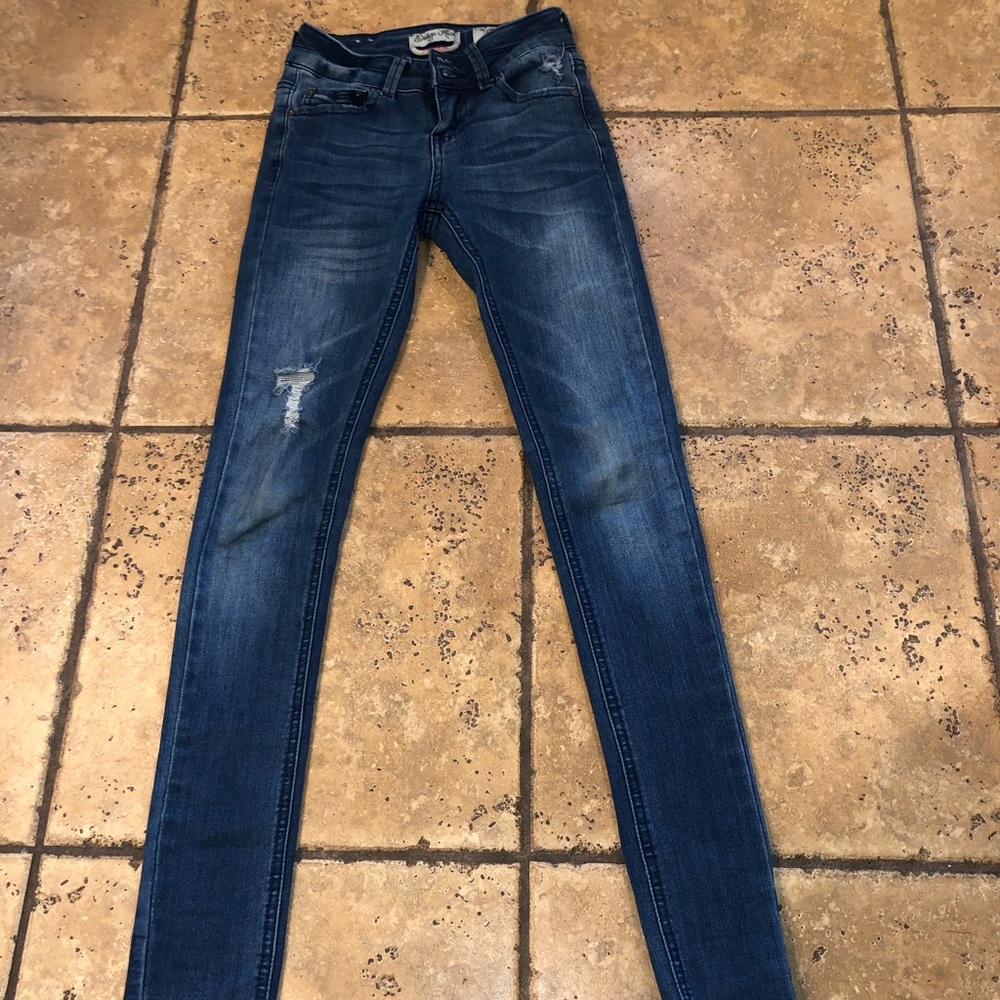 Indigo Rein Blue Distressed Jeans Girls Size 7